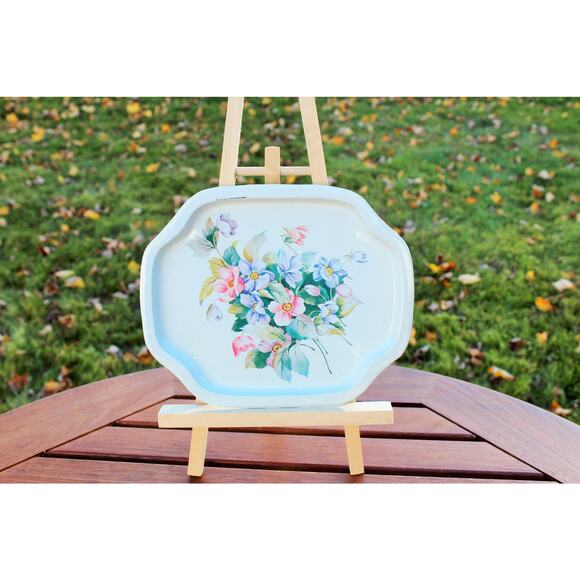 Floral Arrangement MetalTray / Beige Tray / Colorful Flower Tin Tray - Picture 1 of 5